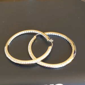 Stella & Dot Gold Crystal Hoop Earrings